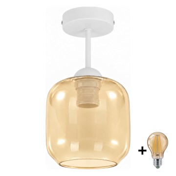 BRILAGI - LED Επιφανειακό φωτιστικό οροφής RETRO GLASS 1xE27/60W/230V Ø 14 cm λευκό/καπνιστό μπεζ