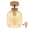 BRILAGI - LED Επιφανειακό φωτιστικό οροφής RETRO GLASS 1xE27/60W/230V Ø 14 cm δρυς/καπνιστό μπεζ