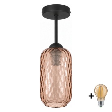 BRILAGI - LED Επιφανειακό φωτιστικό οροφής RETRO GLASS 1xE27/60W/230V Ø 14 cm μαύρο/καπνιστό καφέ