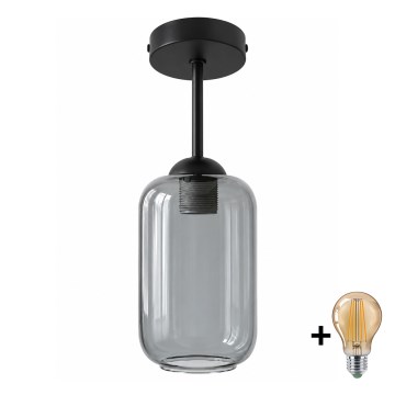BRILAGI - LED Επιφανειακό φωτιστικό οροφής RETRO GLASS 1xE27/60W/230V Ø 14 cm μαύρο/καπνιστό γκρι