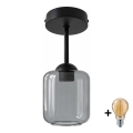 BRILAGI - LED επιφανειακό φωτιστικό οροφής RETRO GLASS 1xE27/60W/230V Ø 14 cm μαύρο/καπνιστό γκρι