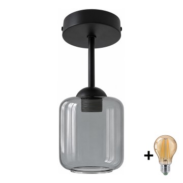 BRILAGI - LED επιφανειακό φωτιστικό οροφής RETRO GLASS 1xE27/60W/230V Ø 14 cm μαύρο/καπνιστό γκρι