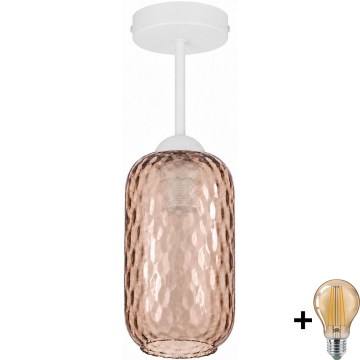 BRILAGI - LED Επιφανειακό φωτιστικό οροφής RETRO GLASS 1xE27/60W/230V Ø 14 εκ. λευκό/καπνιστό καφέ