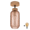 BRILAGI - LED επιφανειακό φωτιστικό οροφής RETRO GLASS 1xE27/60W/230V Ø 14 εκ. δρυς/καπνιστό καφέ