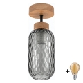 BRILAGI - LED επιφανειακό φωτιστικό οροφής RETRO GLASS 1xE27/60W/230V Ø 14 εκ. δρυς/καπνιστό γκρι