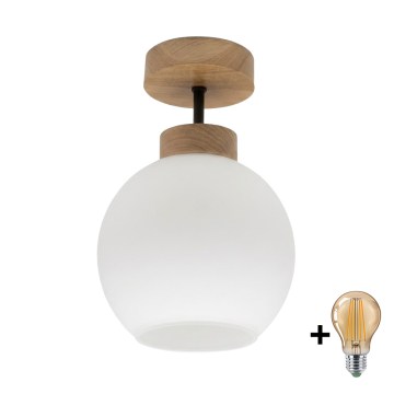 BRILAGI - LED επιφανειακό φωτιστικό οροφής RETRO GLASS 1xE27/60W/230V Ø 15 cm δρυς/λευκό