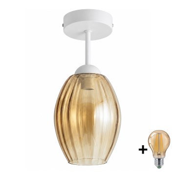 BRILAGI - LED Επιφανειακό φωτιστικό οροφής RETRO GLASS 1xE27/60W/230V Ø 17 cm λευκό/καπνιστό μπεζ