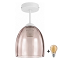 BRILAGI - LED Επιφανειακό φωτιστικό οροφής RETRO GLASS 1xE27/60W/230V Ø 17 cm λευκό/καπνιστό μπεζ