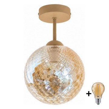 BRILAGI - LED επιφανειακό φωτιστικό οροφής RETRO GLASS 1xE27/60W/230V Ø 17 cm μπεζ/καπνιστό μπεζ