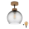 BRILAGI - LED Επιφανειακό φωτιστικό οροφής RETRO GLASS 1xE27/60W/230V Ø 18 cm δρυς/καπνιστό γκρι
