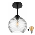 BRILAGI - LED επιφανειακό φωτιστικό οροφής RETRO GLASS 1xE27/60W/230V Ø 18 cm μαύρο/καπνιστό γκρι