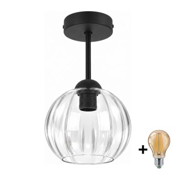 BRILAGI - LED Επιφανειακό φωτιστικό οροφής RETRO GLASS 1xE27/60W/230V Ø 18 εκ. μαύρο/διάφανο