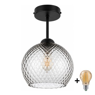 BRILAGI - LED επιφανειακό φωτιστικό οροφής RETRO GLASS 1xE27/60W/230V Ø 25 cm μαύρο/καπνιστό γκρι