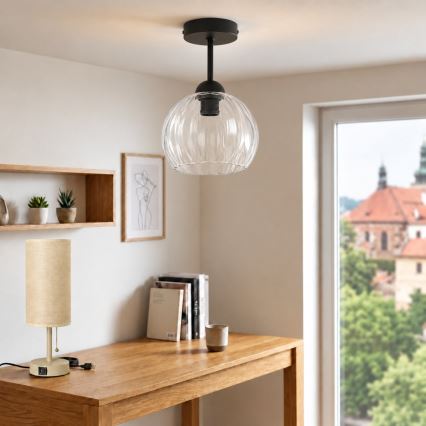 BRILAGI - LED επιφανειακό φωτιστικό οροφής RETRO GLASS 1xE27/60W/230V Ø 25 cm μαύρο/διάφανο