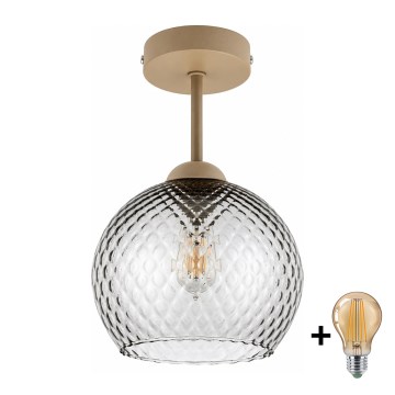 BRILAGI - LED Επιφανειακό φωτιστικό οροφής RETRO GLASS 1xE27/60W/230V Ø 25 cm μπεζ/καπνιστό γκρι