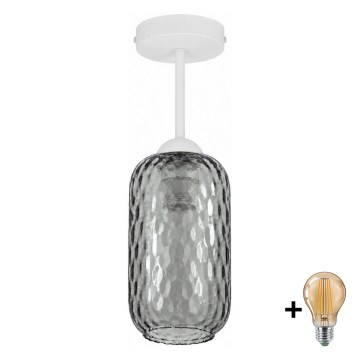 BRILAGI - LED Επιφανειακό φωτιστικό οροφής RETRO GLASS 1xE27/60W/230V διάμ. 14 εκ. λευκό/καπνιστό γκρι