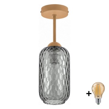 BRILAGI - LED Επιφανειακό φωτιστικό οροφής RETRO GLASS 1xE27/60W/230V διάμ. 14 εκ. μπεζ/καπνιστό γκρι