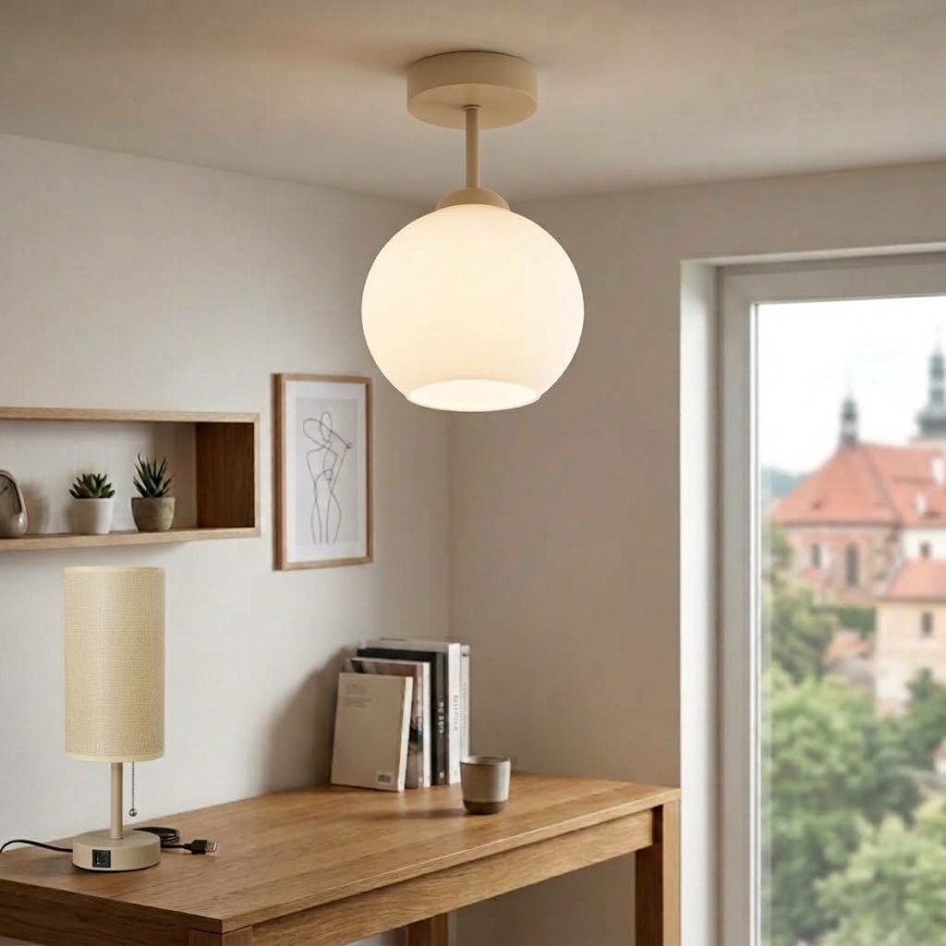 BRILAGI - LED επιφανειακό φωτιστικό οροφής RETRO GLASS 1xE27/60W/230V διάμ. 15 cm μπεζ/λευκό