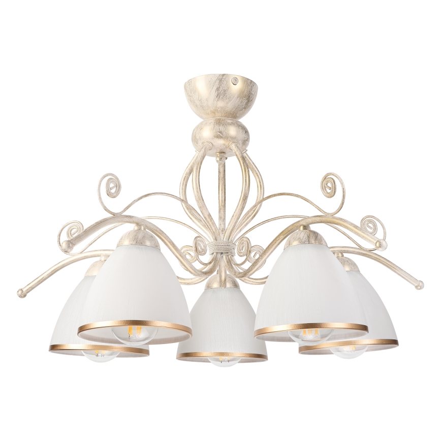 Brilagi - LED επιφανειακός πολυέλαιος ANTICO 5xE27/60W/230V 3000K λευκή πατίνα