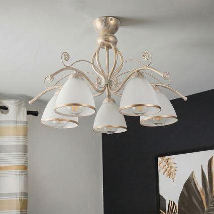Brilagi - LED επιφανειακός πολυέλαιος ANTICO 5xE27/60W/230V 3000K λευκή πατίνα