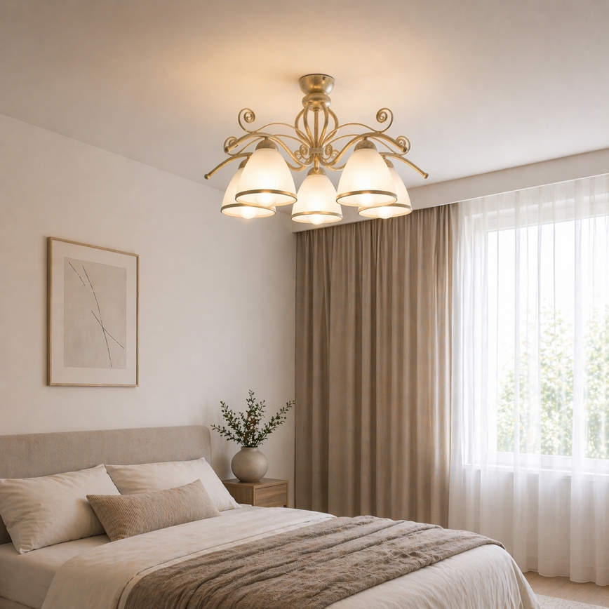 Brilagi - LED επιφανειακός πολυέλαιος ANTICO 5xE27/60W/230V 3000K λευκή πατίνα