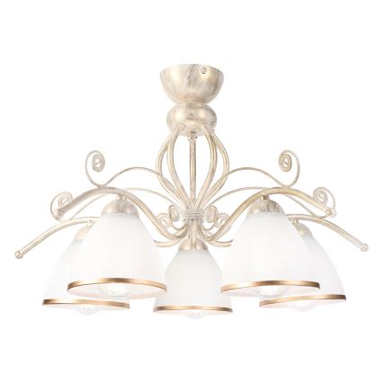 Brilagi - LED επιφανειακός πολυέλαιος ANTICO 5xE27/60W/230V 3000K λευκή πατίνα