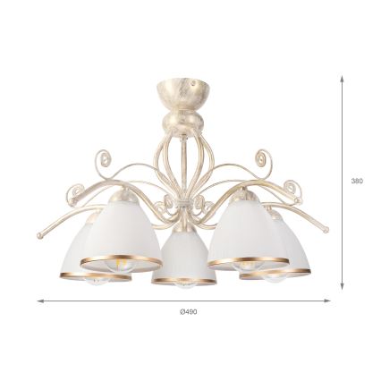 Brilagi - LED επιφανειακός πολυέλαιος ANTICO 5xE27/60W/230V 3000K λευκή πατίνα
