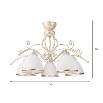 Brilagi - LED επιφανειακός πολυέλαιος ANTICO 5xE27/60W/230V 3000K λευκή πατίνα