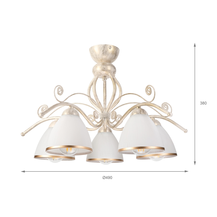 Brilagi - LED επιφανειακός πολυέλαιος ANTICO 5xE27/60W/230V 3000K λευκή πατίνα