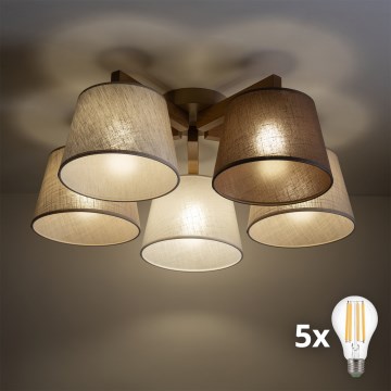 BRILAGI - LED επιφανειακός πολυέλαιος LATTE SABIA 5xE27/15W/230V πεύκο/μίξη