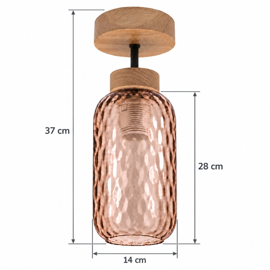BRILAGI - LED επιφανειακό φωτιστικό οροφής RETRO GLASS 1xE27/60W/230V Ø 14 εκ. δρυς/καπνιστό καφέ