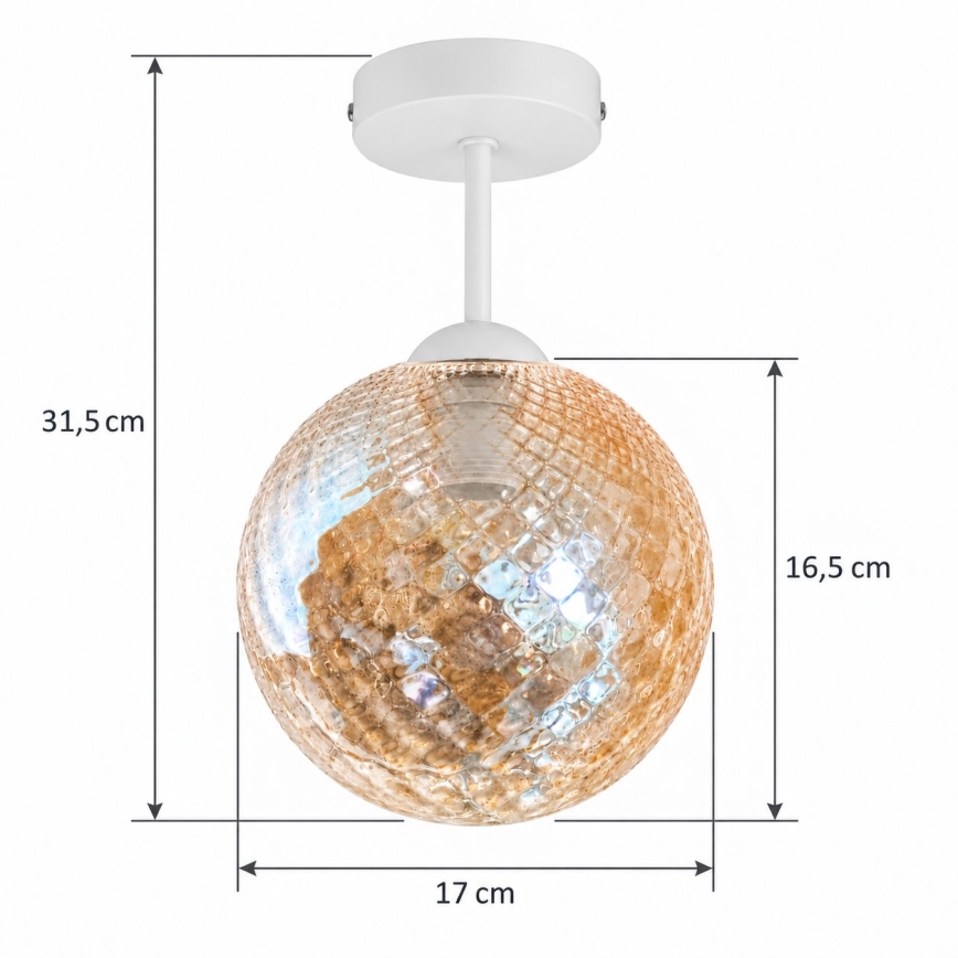 BRILAGI - LED Προσαρτημένο Φωτιστικό Οροφής RETRO GLASS 1xE27/60W/230V Ø 17 εκ. λευκό/καπνιστό μπεζ