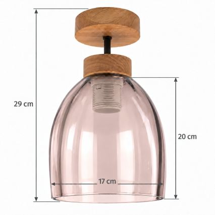 BRILAGI - LED επιφανειακό φωτιστικό οροφής RETRO GLASS 1xE27/60W/230V διάμ. 17 εκ. δρυς/καπνιστό μπεζ