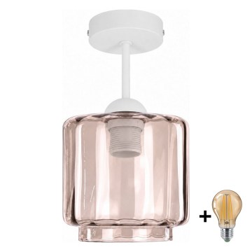 BRILAGI - LED Επιφανειακός πολυέλαιος RETRO GLASS 1xE27/60W/230V Ø 15 cm λευκό/καπνιστό μπεζ