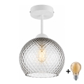 BRILAGI - LED Επιφανειακός πολυέλαιος RETRO GLASS 1xE27/60W/230V διάμ. 25 cm λευκό/καπνιστό γκρι
