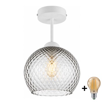 BRILAGI - LED Επιφανειακός πολυέλαιος RETRO GLASS 1xE27/60W/230V διάμ. 25 cm λευκό/καπνιστό γκρι