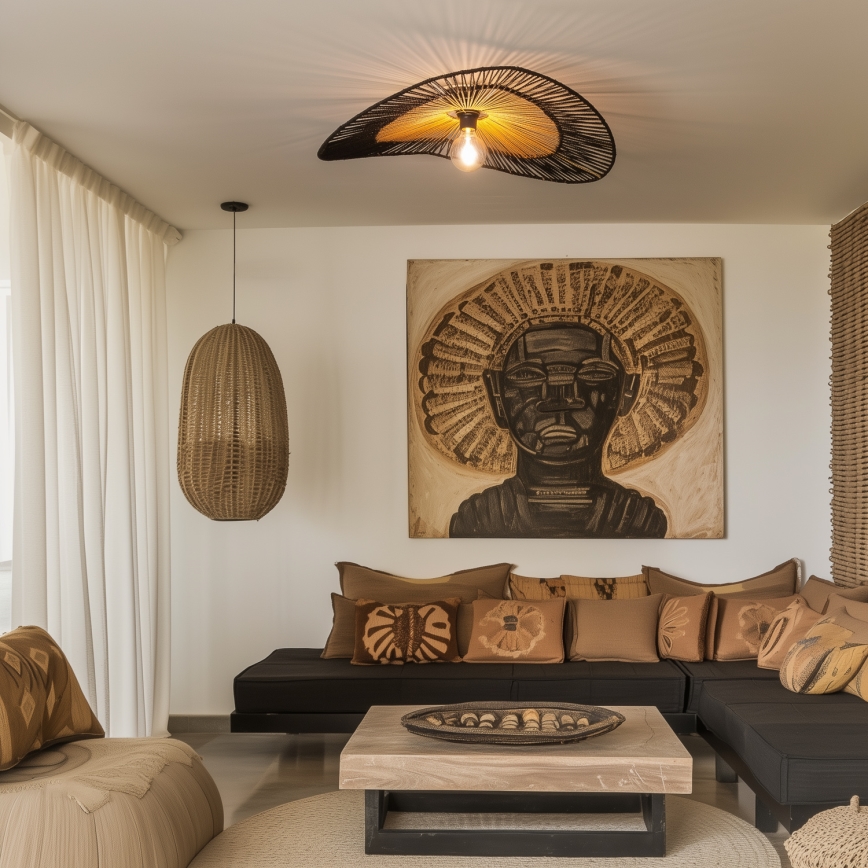 Brilagi - LED επικολλητό φωτιστικό οροφής CERIA BOHO 1xE27/40W/230V διάμ. 50 cm μαύρο/καφέ