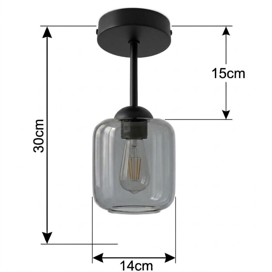 BRILAGI - LED επιφανειακό φωτιστικό οροφής RETRO GLASS 1xE27/60W/230V Ø 14 cm μαύρο/καπνιστό γκρι