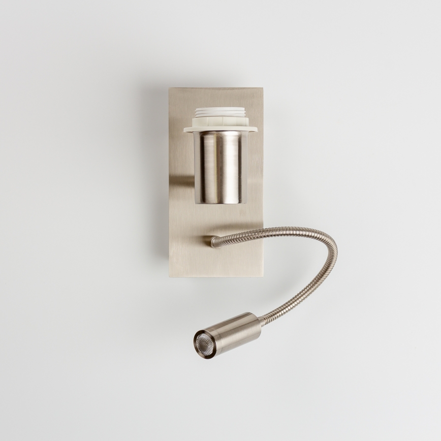 Brilagi - Επιτοίχιο ευέλικτο φωτιστικό LED NUBILA 1xE27/25W/230V + LED/3W ματ χρώμιο/ανοιχτό γκρι