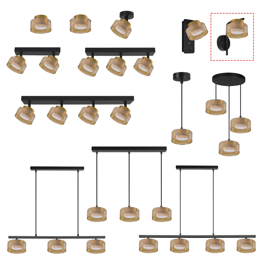 Brilagi - LED Επιτοίχιο φωτιστικό AURA LUX 1xGX53/30W/230V μαύρο/χρυσό