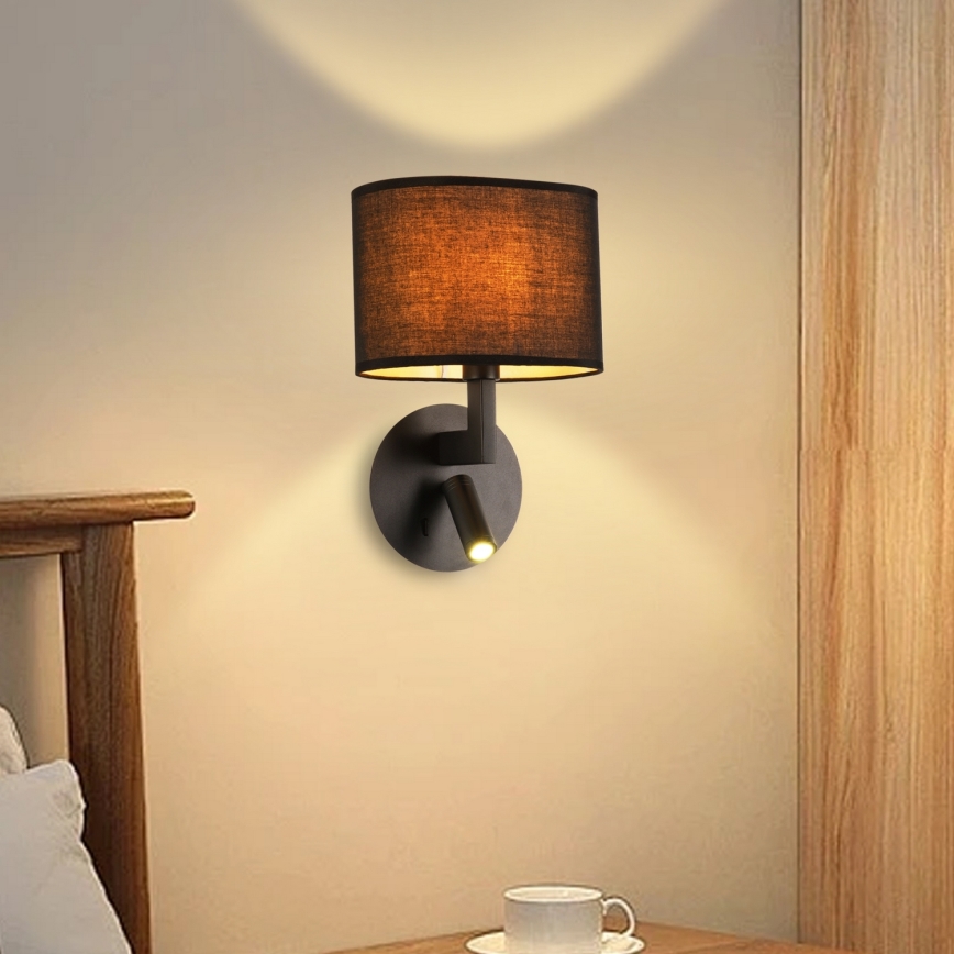 Brilagi - LED Επιτοίχιο φωτιστικό DAYA 1xE14/40W/230V + LED/3W μαύρο