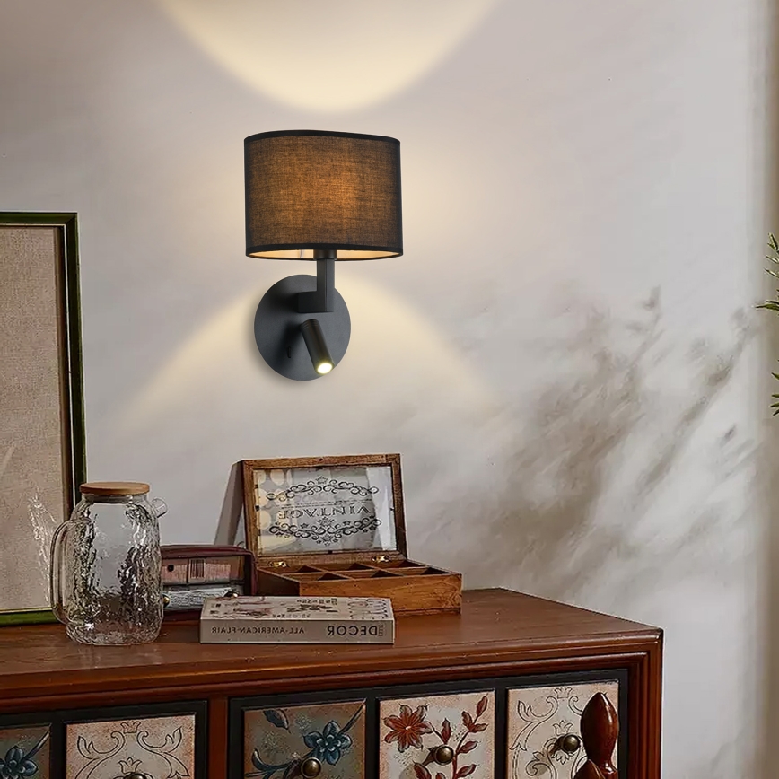 Brilagi - LED Επιτοίχιο φωτιστικό DAYA 1xE14/40W/230V + LED/3W μαύρο