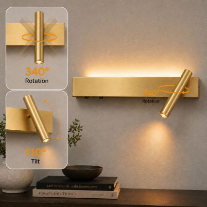 Brilagi - LED Επιτοίχιο φωτιστικό σποτ ARLIX LED/3W/230V + LED/7W χρυσό CRI 90