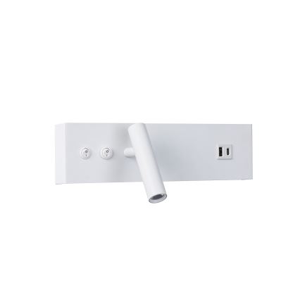 Brilagi - Επιτοίχιο LED σποτ με θύρα USB NOCTIS LED/3W/230V + LED/9W λευκό