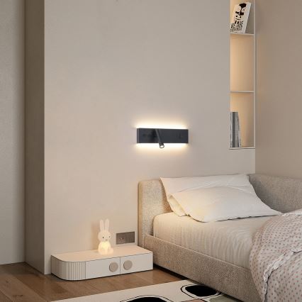 Brilagi - Επιτοίχιο LED σποτ με θύρα USB NOCTIS LED/3W/230V + LED/9W μαύρο