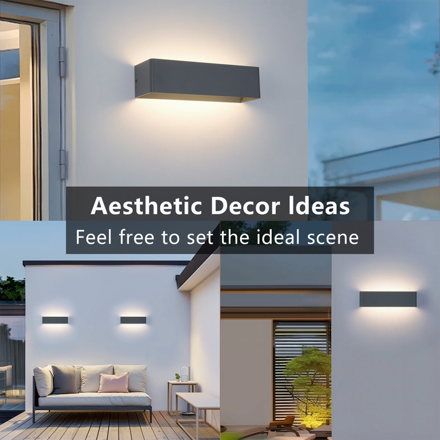 Brilagi - Εξωτερικό επιτοίχιο φωτιστικό LED DONNANI LED/12W/230V 30 cm ανθρακί IP44