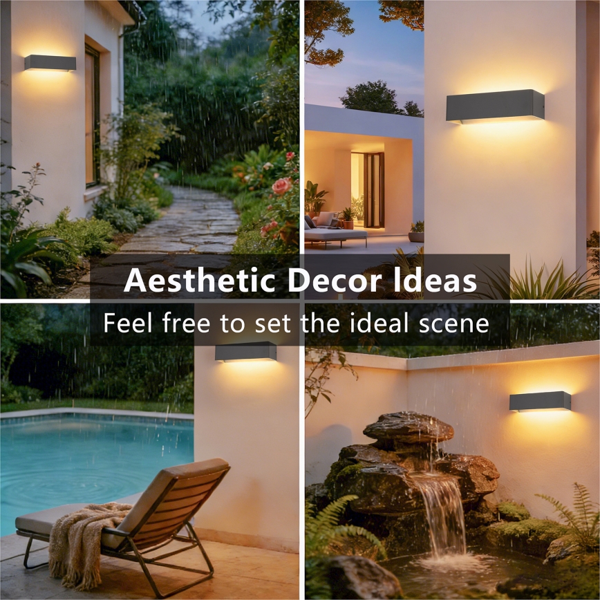 Brilagi - Εξωτερικό επιτοίχιο φωτιστικό LED DONNANI LED/12W/230V 30 cm ανθρακί IP44