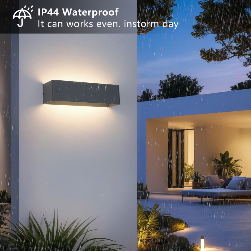 Brilagi - Εξωτερικό επιτοίχιο φωτιστικό LED DONNANI LED/12W/230V 30 cm ανθρακί IP44