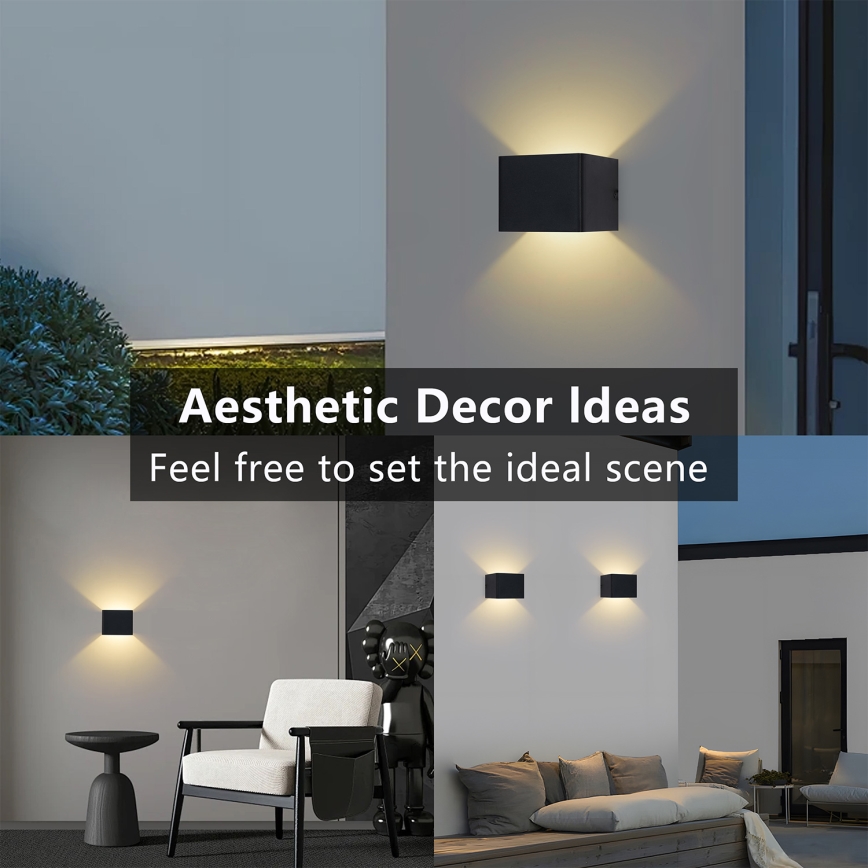 Brilagi - LED Επιτοίχιο φωτιστικό εξωτερικού χώρου DONNANI LED/5W/230V 10 cm μαύρο IP44