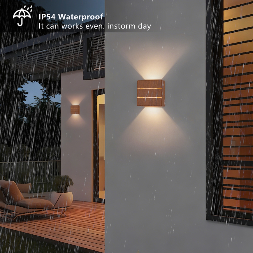 Brilagi - LED Επιτοίχιο Φωτιστικό Εξωτερικού Χώρου DOUBLERAY LINE LED/6W/230V, φινίρισμα ξύλου, IP54